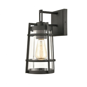 Albion Bottom - 1 Light Outdoor Wall Sconce in Transitional Style - 12 Inches tall and 7 inches wide