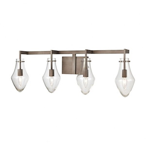 Tear Drop Shaped Shades Four Light Vanity Light Fixture with Straight Arm and Rectangular Back Plate - Traditional Bathroom Lighting - 933913