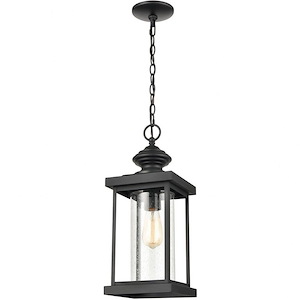 Rectangular Exposed Bulb One Light Outdoor Hanging Pendant - Traditional Outdoor Ceiling Light