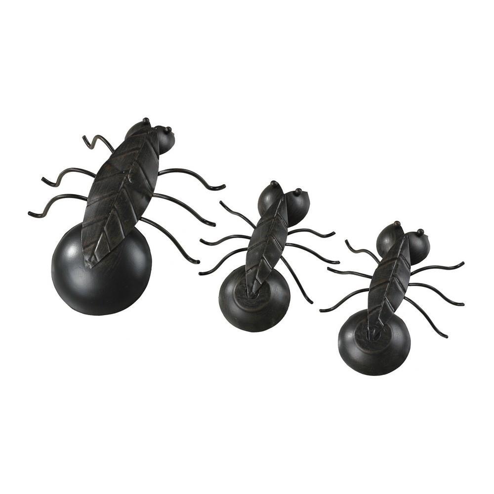 Bailey Street Home 2499-BEL-4227759 Decorative Black Metal Ants Set of 3 made of Metal Size - 7 inches in Black Paint Color - Insects and Bugs