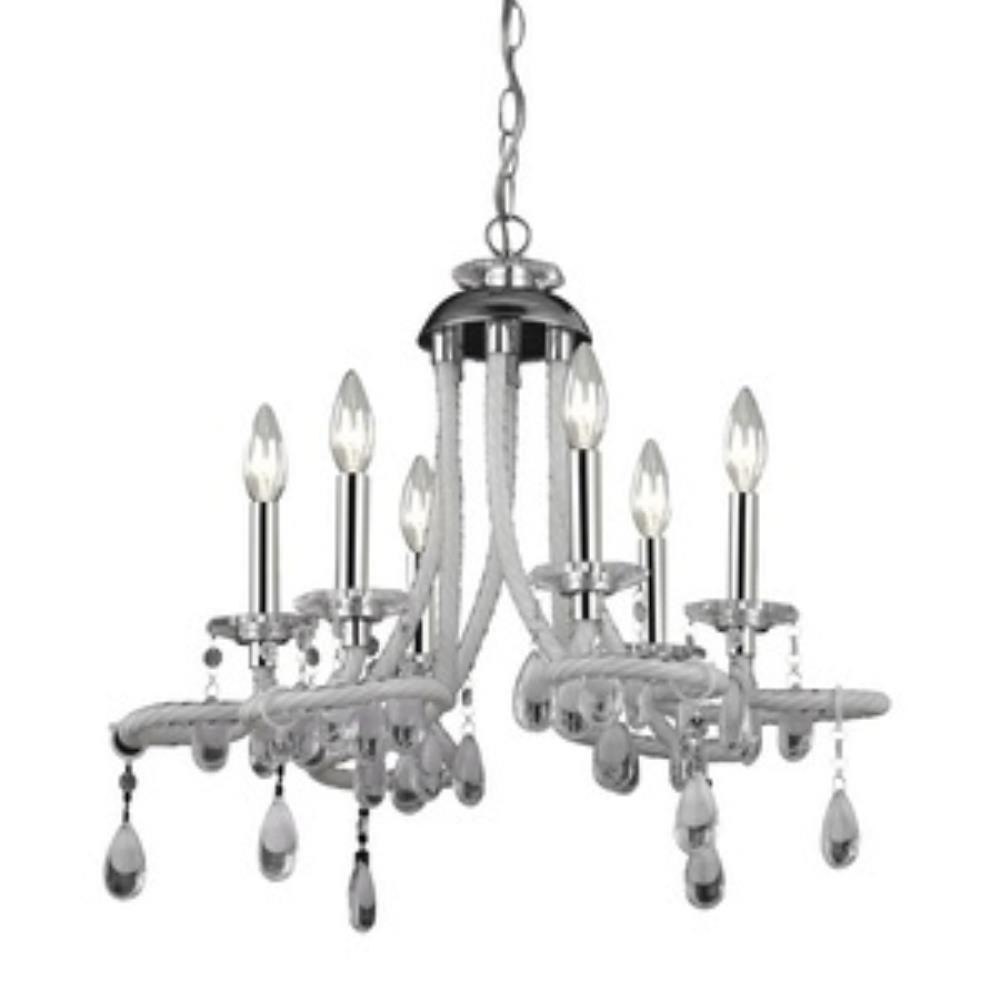 Bailey Street Home 2499-BEL-4227945 Modern Farmhouse 6-Light Twisty Arms Chrome Finish Chandelier Made Of Acrylic-Metal - 18X22 Inches Ceiling Light