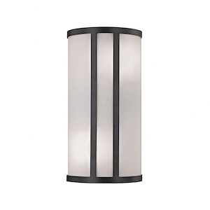 Cylinder White Glass Shade With Oiled Rubbed Bronzed Accent - 8X14 Inches - Cylinder Flush Mount Style Wall Light - 976411