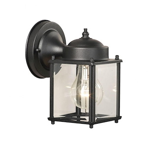 Square One Light Outdoor Wall Lantern - Traditional Porch Light with Exposed Bulb