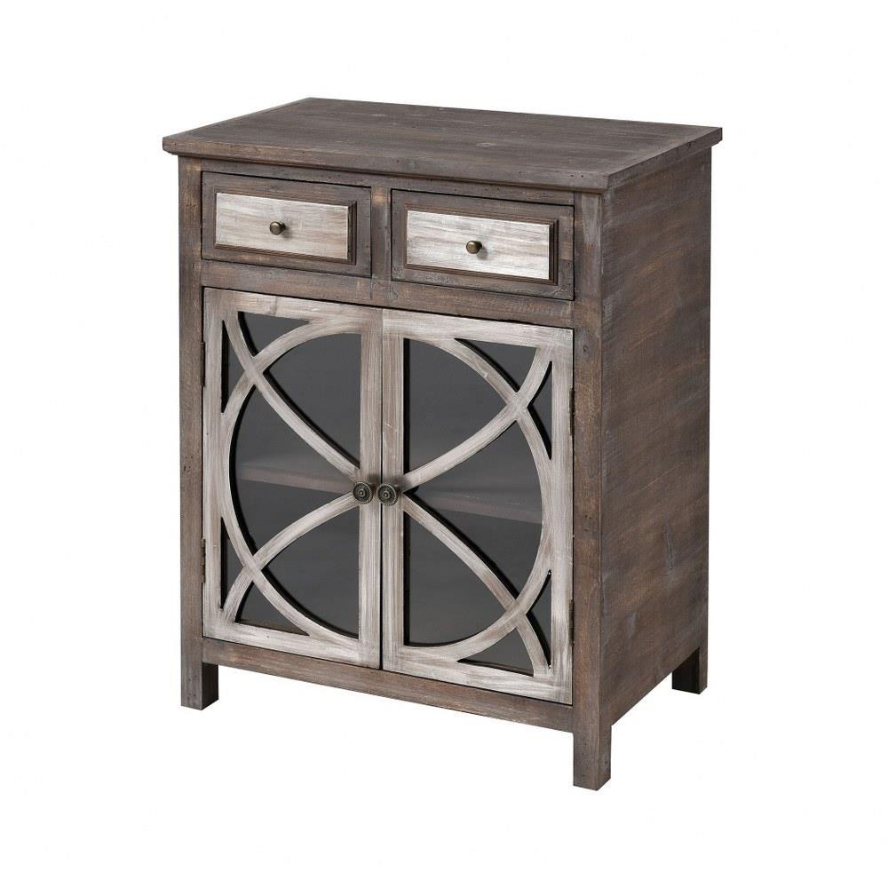 Bailey Street Home 2499-BEL-4228440 Two Door Cabinet With Dark Grey Trim In Antique Dark Grey/Antique German Silver Finish-Server Cabinet With Cabinets And Drawers