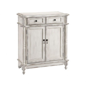 Farmhouse Two Door Cabinet In White Made Of Birch/Mdf In Creamy Tan Finish-Server Cabinet With Cabinets And Drawers