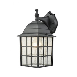 Cottage One Light Outdoor Wall Sconce - Rectangular Porch Light with Horizontal and Vertical Lines