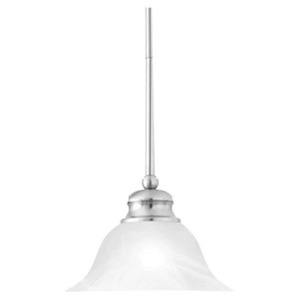 Brushed Nickel 1-Light Mini Pendant With Alabaster-Style Glass -Victorian Style Pendant Light - 9.5X6-Inches 100-Watt Pendant Made Of Glass-Metal - 975447