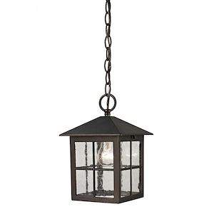 Square One Light Small Outdoor Hanging Pendant Lantern with Vertical and Horizontal Lines - Traditional Outdoor Ceiling Lighting - 975347