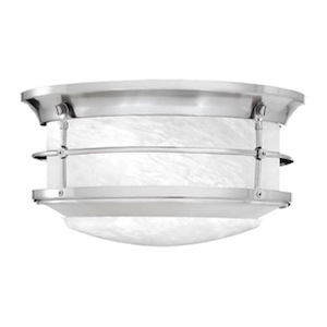 Industrial Style Two Light Outdoor Flush Mount Ceiling Light - Round Outdoor Ceiling Light