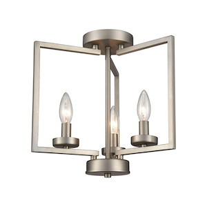 3 Light Ceiling Semi Flush Mount Fixture in Bronze for Modern Kitchen or Hall - 1241407