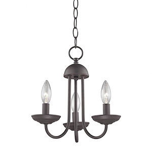 Country-Cottage 3-Light Oil Rubbed Bronze Finish Chandelier Made Of Metal - 12X12 Inches Ceiling Light