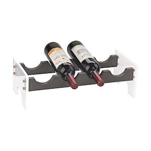 4 Bottle Table Top Contemporary Wine Rack With Clear Acrylic Sides And Gray Wood Bottle Holders Made Of Wood/Acrylic In Grey/Clear Color