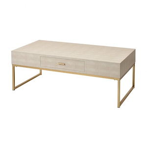 Transitional Style Linen and Metal Double Bench with Faux Shagreen Wrap Sturdy Metal Frame 54 W x 21 H x 17 D - 1052292