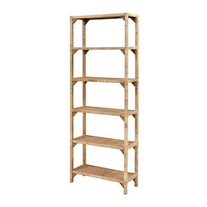 5-Tier Open Frame Natural Bamboo Book Shelf with Hand-wrapped Bamboo shelves 24 inches W x 64 inches H
