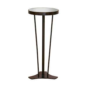 Contemporary Round Mirror Top Mini Accent Table in Black Finish with Pedestal Base 12 inches W and 26 inches H
