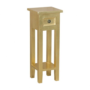 Modern Farmhouse Single Drawer Square Accent Table for Lamps or Plants with 4 Wood Legs 10 inches W x 27 inches H