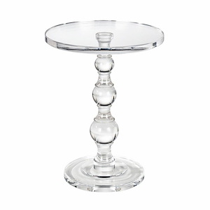 Modern Glam Round Accent Table made from Clear Acrylic with Pedestal Base 18 inches W and 23.5 inches H
