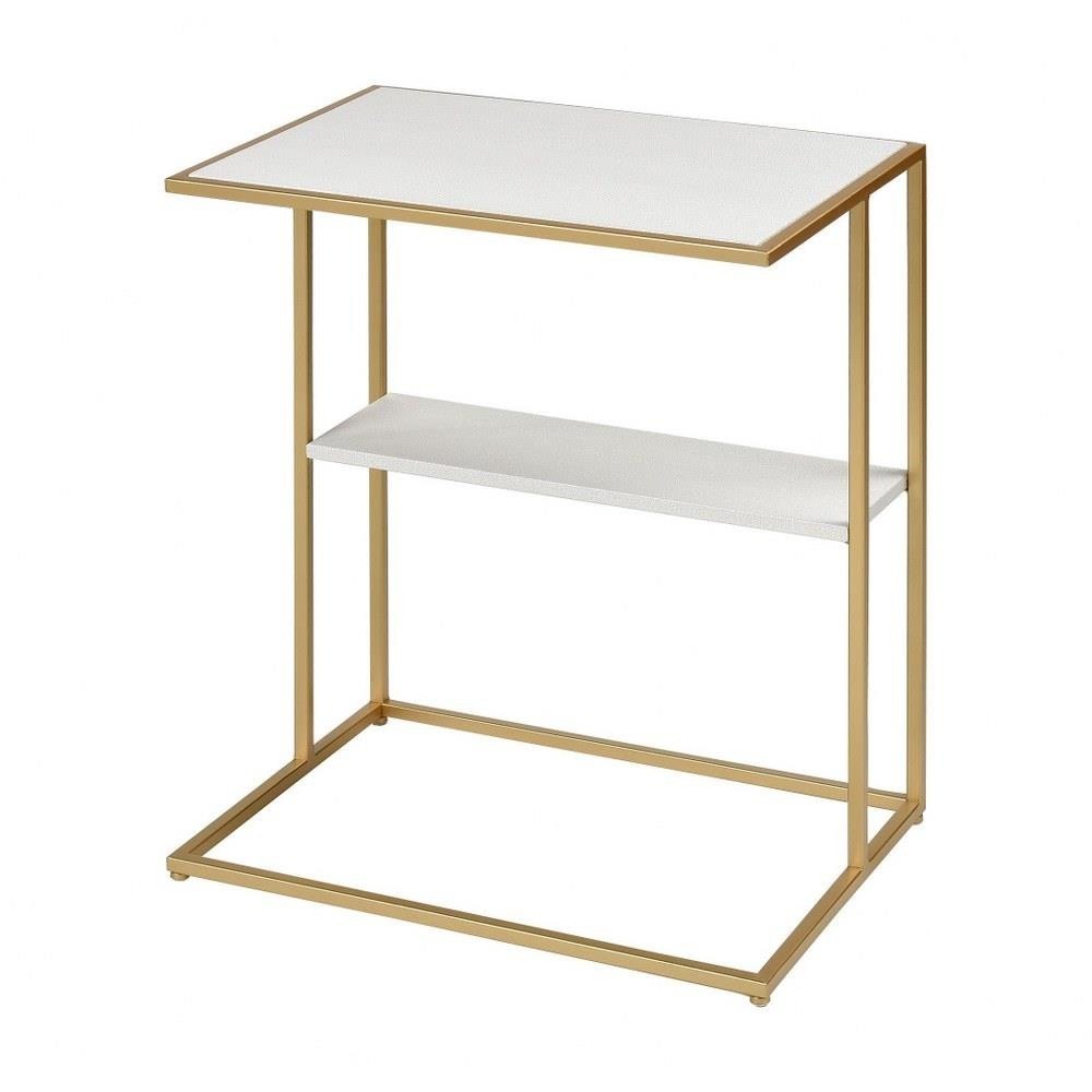 Bailey Street Home 2499-BEL-4547996 Modern Two-Tier Marble Top Indoor Accent Table in Gold and White Finish with Metal Frame Base 19.75 inches W and 24 inches H