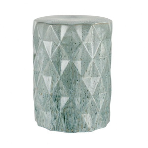 Mid-Century Modern Earthenware Stool in Faceted Textured Finish with Drum Shaped Design 13 W x 18 H x 13 D
