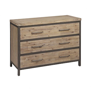 3-Drawer Chest with Classic Wooden Construction in Black and Natural Finish with Spacious Storage Space 17 L x 46 W x 34 H
