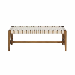 Plantation-Grown Mahogany Indoor Bench with Woven Fabric Webbing with Cross Beam Support 48 W x 18 H x 16 D