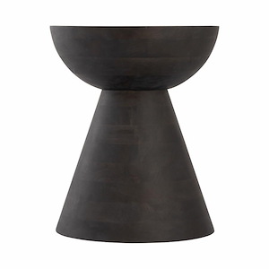 Hourglass Shape Solid Wood Accent Table in Textured Wood Finish with Conical Base 15 inches W and 18 inches H