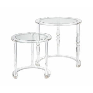Set of 2 Clear Acrylic Nesting Tables Made from Plastic in Clear Finish with Semi-Circle Base 24 inches W x 24 inches H