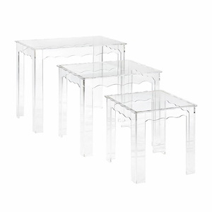 Set of 3 Modern Luxe Clear Acrylic Nesting Tables Made of Plastic with 4 Clear Legs 22 inches W x 18 inches H