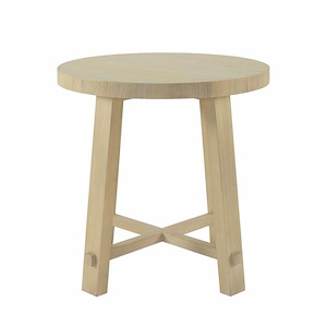 Coastal Round Wooden Accent Table in Sandy Cove Finish with Four Curved legs 24 inches W and 24.5 inches H