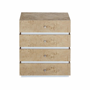 Bromo Small Chest with 4 Drawers and Mappa Burl Wood Finish with Single Decorative Drawer Pull 20 W x 24 H x 14 D