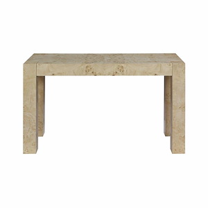 Modern Parsons Shape Mappa Burl Console Table in Natural Finish with Four Wood Legs 50 inches W and 30 inches H