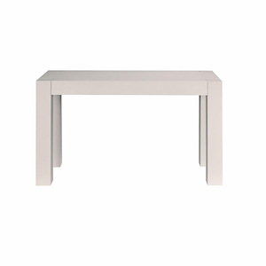 Modern Parsons Shape Wood Console Table in Shoji White Finish with Four Wood Legs 50 inches W and 30 inches H