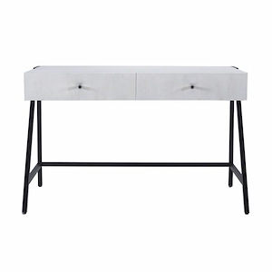 2-Drawer Storage Cantilevered Desk Top in Checkmate White and Black with Triangular Open Metal Frame 48 inches W and 30 inches H