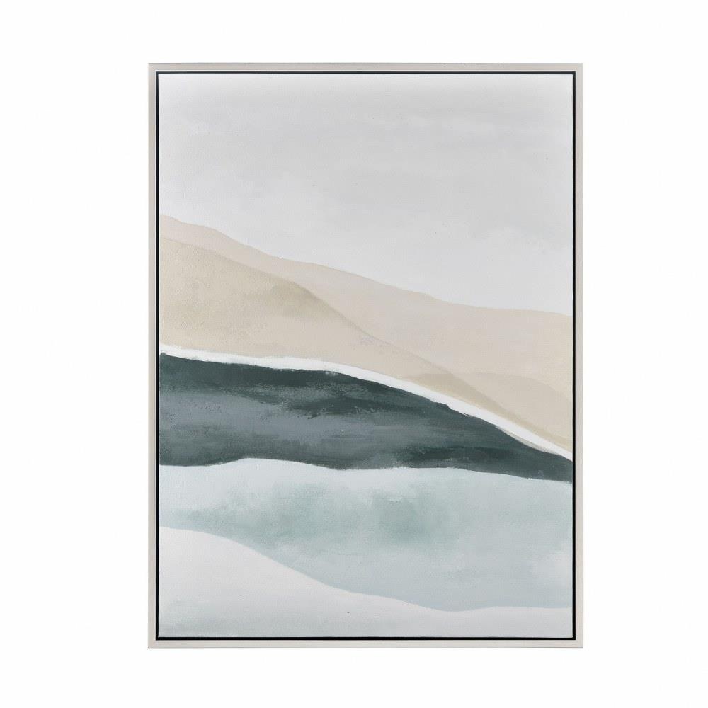Bailey Street Home 2499-BEL-4662175 Framed Hand Painted Seascape Abstract Acrylic Painting on Canvas for Contemporary Modern Living Room - 47.25 Inches High X 35.5 Inches Wide
