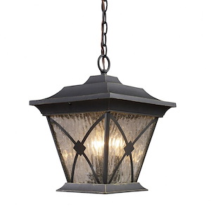 Woodside Place Lane - 3 Light Outdoor Pendant-15 Inches Tall and 11 Inches Wide