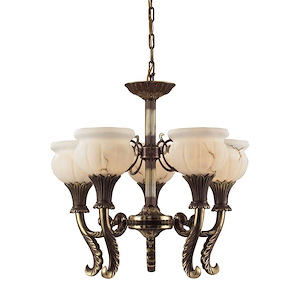 Kew Oak - 5 Light Chandelier In Traditional Style-19 Inches Tall and 24 Inches Wide - 1305493
