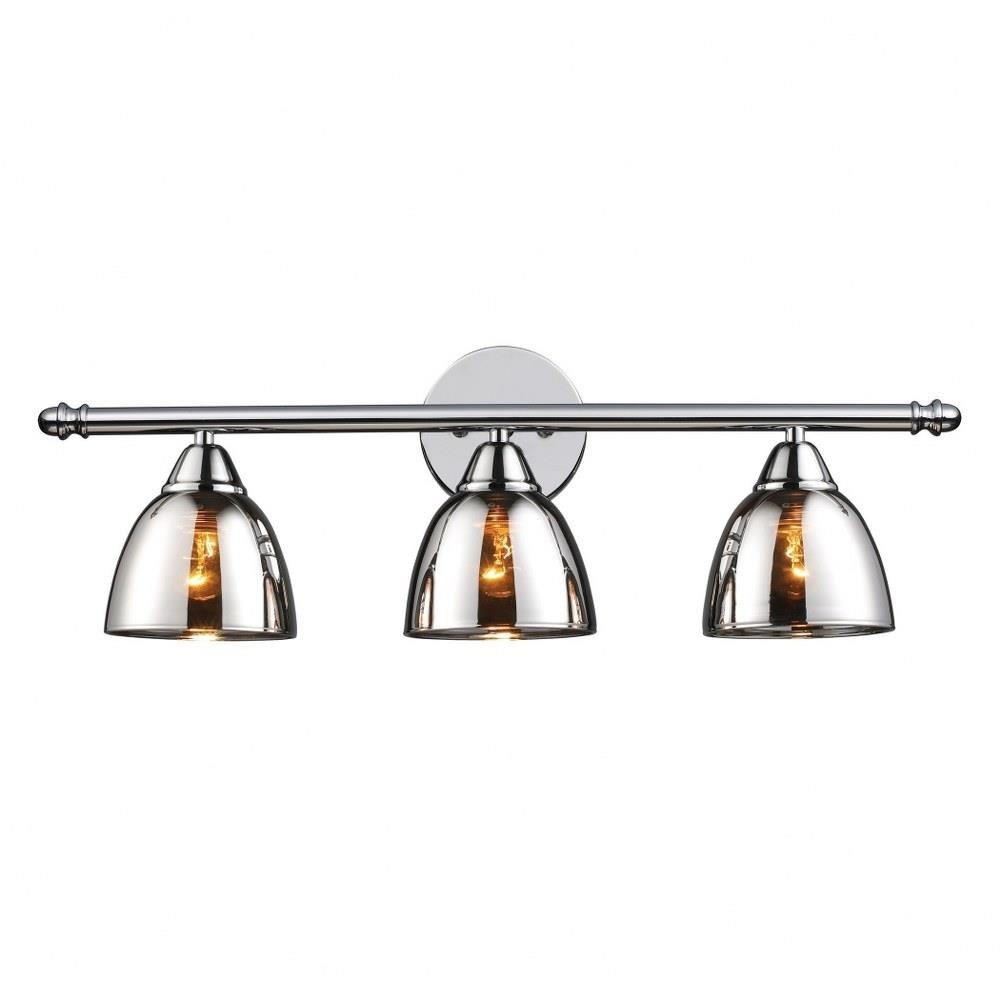 Bailey Street Home 2499-BEL-611171 Contemporary Three Light Vanity Light Fixture with Dome Shaped Shades-Straight Arm-Rectangular Back Plate