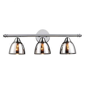 Contemporary Three Light Vanity Light Fixture with Dome Shaped Shades-Straight Arm-Rectangular Back Plate - 935222