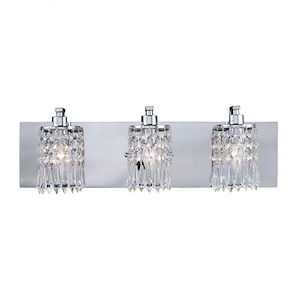 Crystal Three Light Vanity Light Fixture with Rectangular Back-Plate - Luxury Crystal Bathroom Lighting - 929328