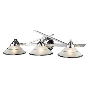 Contemporary Three Light Vanity Light Fixture with Art Deco Design and Cone Shaped Glass Shades - 932128