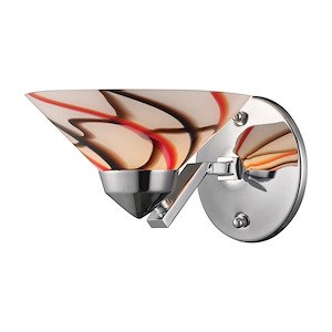 1-Light Wall Lamp In Polished Chrome With Caramel-Red-And White Glass Made Of Glass-Metal - Contemporary Wall Sconce - 932129