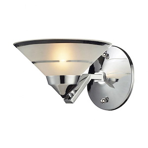 1-Light Wall Lamp In Polished Chrome With Banded Satin Glass With Banded Satin Glass Made Of Glass-Metal - Contemporary Wall Sconce - 932126