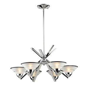 Modern Art DecoContemporary Six Light Chandelier in Polished Chrome Finish - 933875