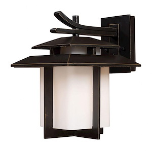 13 Inch 9.5W 1 LED Rectangular Outdoor Wall Lantern - Mission Style Porch Light - 1245366