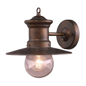Round Globe Barn Style Porch Light - One Light Outdoor Wall Mount with Nautical Theme - 929374