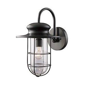 Caged Industrial Style One Light Outdoor Wall Mount - Cylinder Porch Light - 929377