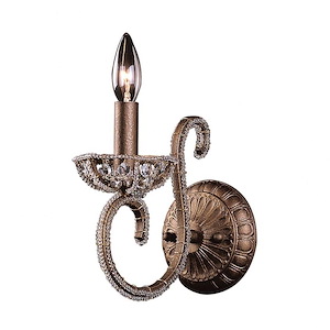 1-Light Wall Lamp In Dark Bronze With Crystal With Crystal Made Of Crystal-Metal - Victorian Wall Sconce - 932500