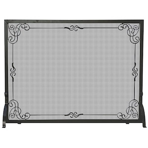 44 Inch Single Panel Screen with Decorative Scroll