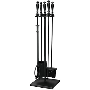 5 Piece Fireset with Ball Handle And Square Base
