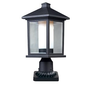 Southdown Bank - 1 Light Outdoor Pier Mount Lantern in Art Deco Style - 8.13 Inches Wide by 17.5 Inches High